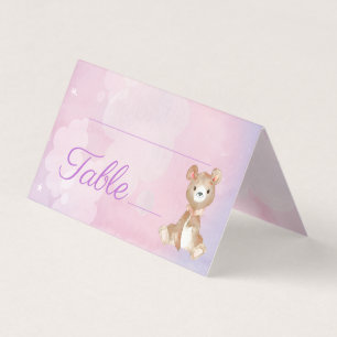 Paarse Beer Meisje's Baby shower Tafelnummer