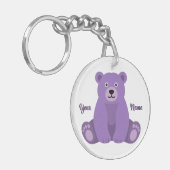 Paarse Beer Schattig Kawaii Aangepaste Naam  Sleutelhanger (Voorkant Links)