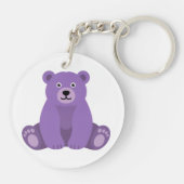 Paarse Beer Schattig Kawaii Aangepaste Naam  Sleutelhanger (Achterkant)