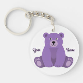 Paarse Beer Schattig Kawaii Aangepaste Naam Sleutelhanger