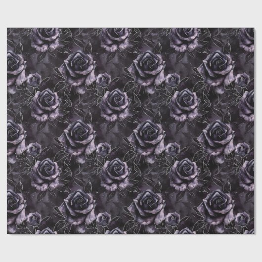 Paarse Begraafplaats Rozen Gotisch Occult Cadeaupapier (Vlak)