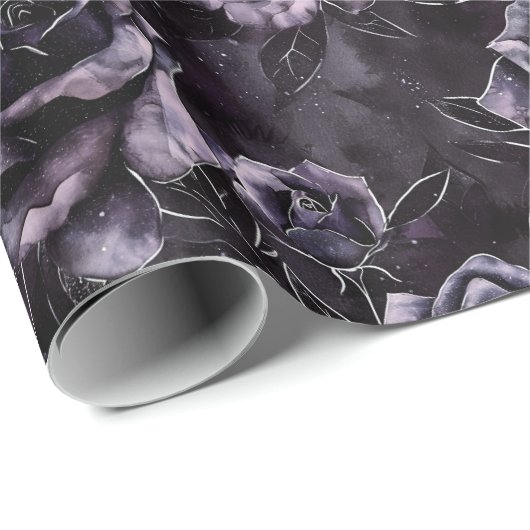 Paarse Begraafplaats Rozen Gotisch Occult Cadeaupapier (Rol Hoek)