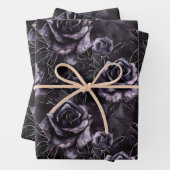 Paarse Begraafplaats Rozen Gotisch Occult Inpakpapier Vel (In situ)