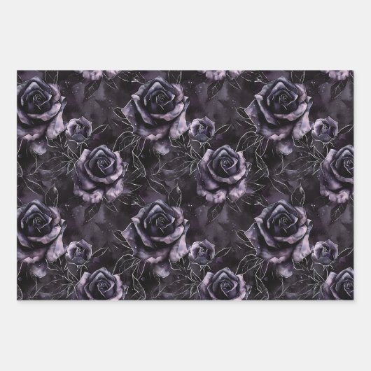 Paarse Begraafplaats Rozen Gotisch Occult Inpakpapier Vel (Voorkant)