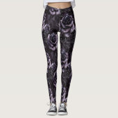 Paarse Begraafplaats Rozen Gotisch Occult Leggings (Voorkant)