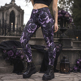 Paarse Begraafplaats Rozen Gotisch Occult Leggings