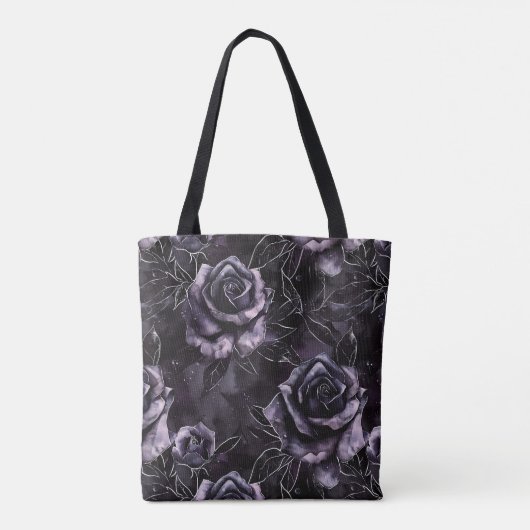Paarse Begraafplaats Rozen Gotisch Occult Tote Bag (Achterkant)