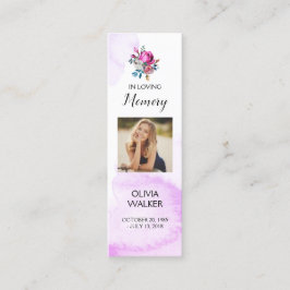 Paarse begrafenis Bladwijzer, begrafenis Keepsake  Mini Visitekaartje