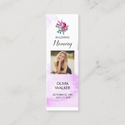Paarse begrafenis Bladwijzer, begrafenis Keepsake  Mini Visitekaartje (Voorkant)