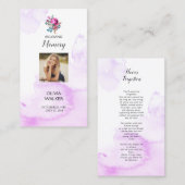 Paarse begrafenis Bladwijzer, begrafenis Keepsake Visitekaartje (Voorkant / Achterkant)
