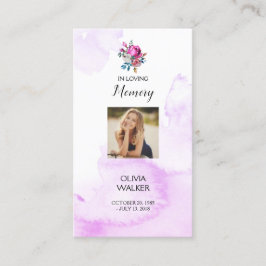 Paarse begrafenis Bladwijzer, begrafenis Keepsake  Visitekaartje