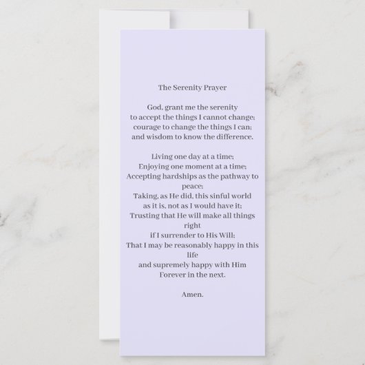 Paarse begrafenis gedenkteken Bladwijzer Kaart (Achterkant)