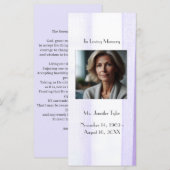 Paarse begrafenis gedenkteken Bladwijzer Kaart (Voorkant / Achterkant)