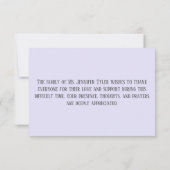 Paarse begrafenismonument van familie bedankkaart (Achterkant)