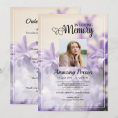 Paarse begrafenisopdracht kaart (Voorkant / Achterkant)
