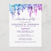 Paarse begrafenisviering van het leven uitnodiging briefkaart (Voorkant)