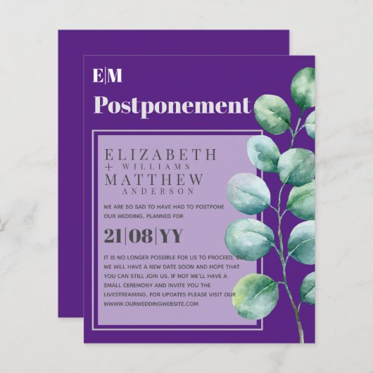 Paarse Begroeiing UITSTEL Wijziging van plan Kenni (Voorkant / Achterkant)