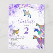 Paarse begroting voor meisjes Goat Birthday Party Flyer (Voorkant)