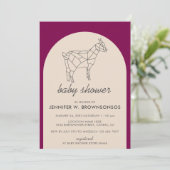 Paarse beige eenvoudige lijn dier wilde geit kaart (Staand voorkant)