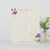 Paarse beige en groene ventilatorillustratie briefhoofd (Staand voorkant)