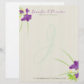 Paarse beige en groene ventilatorillustratie briefhoofd (Voorkant / Achterkant)