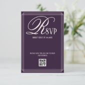 Paarse Beige Luxe Bruiloft RSVP Kaartje (Staand voorkant)