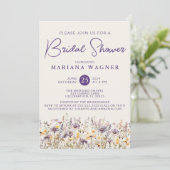 Paarse Beige Wildflower Vrijgezellenfeest Kaart (Staand voorkant)