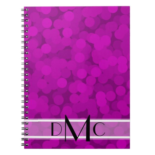 Paarse belletjes 3 Initiaal Monogram Notitieboek (Voorkant)