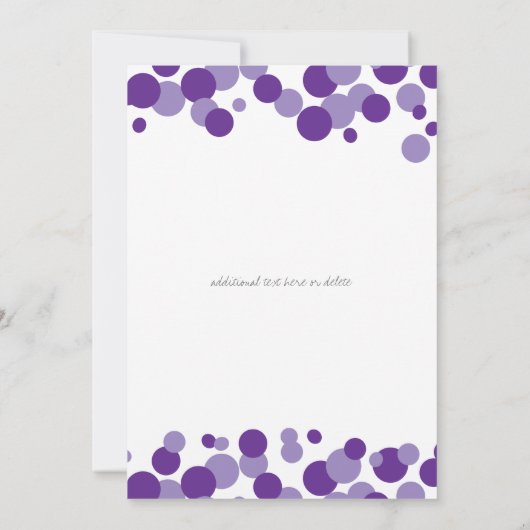 Paarse belletjes Confetti bruiloft uitnodigingen (Achterkant)