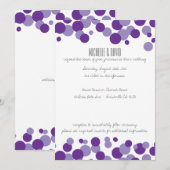 Paarse belletjes Confetti bruiloft uitnodigingen (Voorkant / Achterkant)