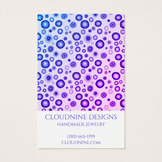 Paarse belletjes die Ketting juwelen vertonen Visitekaartje (Achterkant)