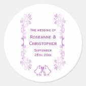 Paarse Bells Scrollwork Wedding Design Ronde Sticker (Voorkant)