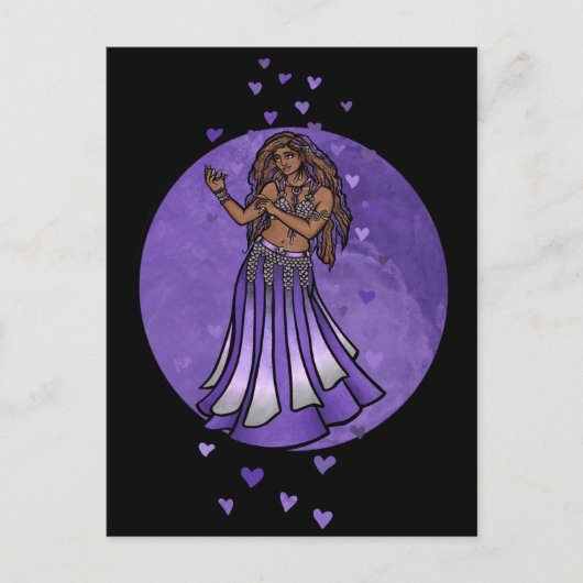 Paarse Belly Dancer Love Briefkaart (Voorkant)