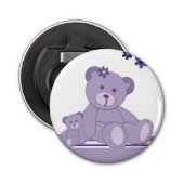 Paarse Beren voor bewustmaking Button Flesopener (Voorkant)