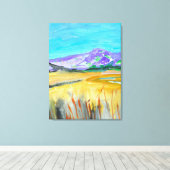 Paarse Berg & Goud Canvas Afdruk (Insitu (Houten vloer))