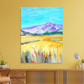 Paarse Berg & Goud Canvas Afdruk (Insitu (Woonkamer))