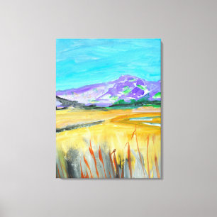 Paarse Berg & Goud Canvas Afdruk