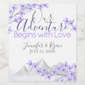 Paarse Berg Sering Bloemige Waterverf Wijn Etiket (Enkel label)