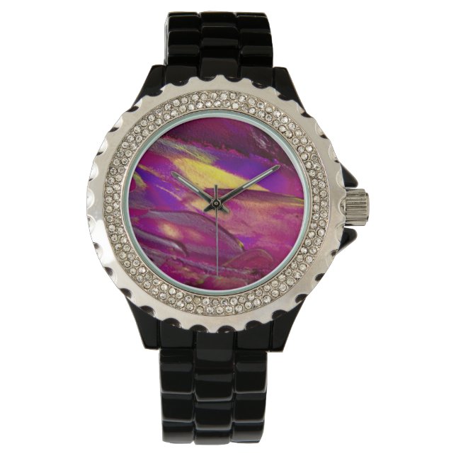 Paarse Bergen Art Watch Horloge (Voorkant)