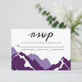 Paarse bergen bruiloft RSVP responskaart Kaartje (Staand voorkant)