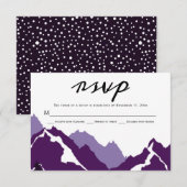 Paarse bergen bruiloft RSVP responskaart Kaartje (Voorkant / Achterkant)