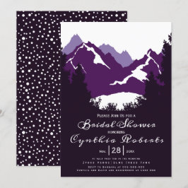 Paarse bergen, coniferen bruidsfeest kaart