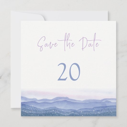 Paarse bergen die de datum bewaren kaart (Voorkant)