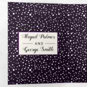 Paarse bergen en bomen foto winterbruiloft drieluik uitnodiging (Binnenzijde eerst)