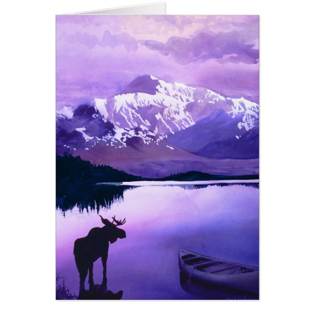 "Paarse bergen majesteit" Moose Waterverf (Voorkant)