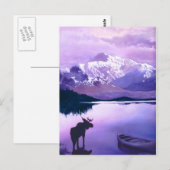 "Paarse bergen majesteit" Moose Waterverf Briefkaart (Voorkant / Achterkant)