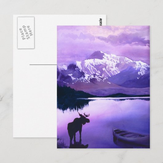 "Paarse bergen majesteit" Moose Waterverf Briefkaart (Voorkant / Achterkant)