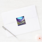 Paarse bergen Majesty Vierkante Sticker (Envelop)