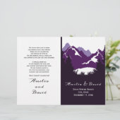 Paarse bergen, naaldbomen gevouwen trouwprogramma (Staand voorkant)