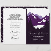 Paarse bergen, naaldbomen gevouwen trouwprogramma (Voorkant / Achterkant)